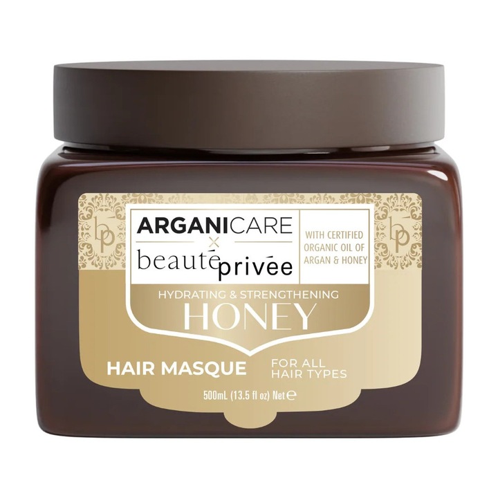 Masca hidratanta si fortifianta pentru par, cu ulei de argan & miere, Honey, Arganicare beaute privee, 500 ml