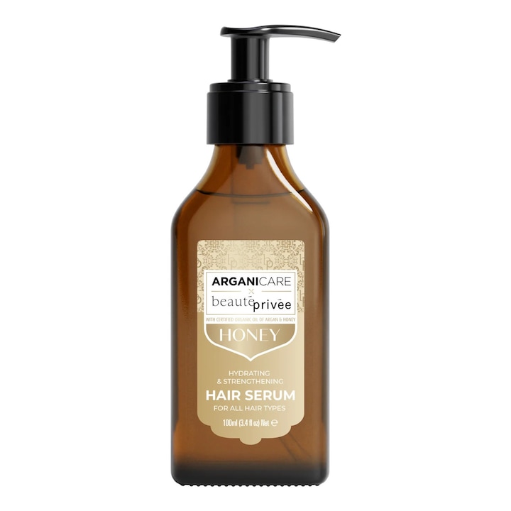 Ser hidratant si fortifiant pentru par, cu ulei de argan & miere, Honey, Arganicare beaute privee, 100 ml