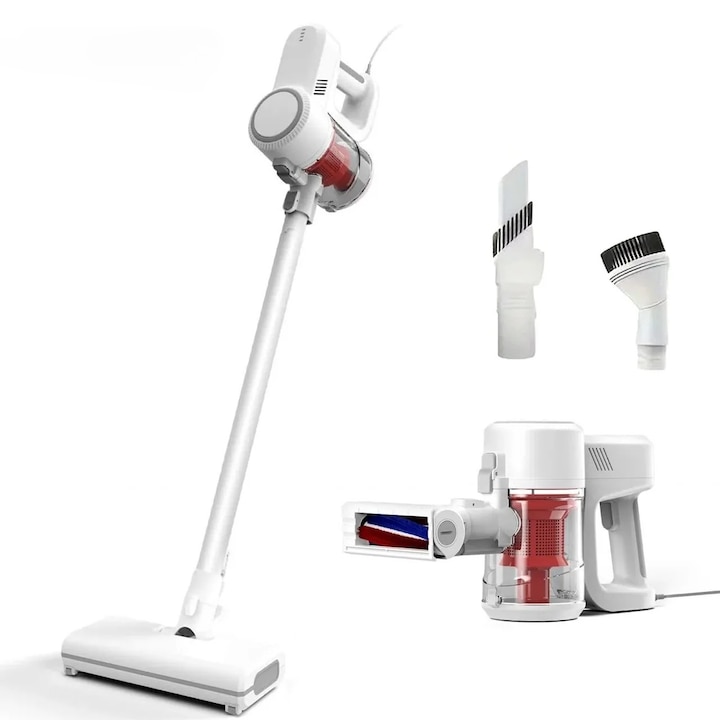 Безжична вертикална прахосмукачка, циклонна филтрираща система, 2 в 1: вертикална или ръчна прахосмукачка, литиева батерия, 600 W, автономност до 40 минути, висока всмукателна мощност, резервоар за прах 0,7 л, HEPA филтър