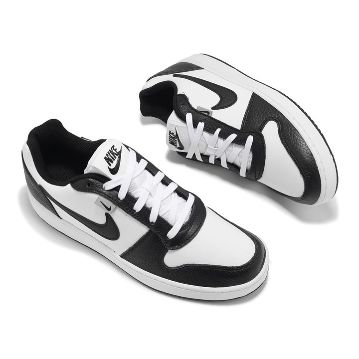 Nike - Pantofi sport din piele alba si neagra NIKE EBERNON LOW PREMIUM PANDA, Alb/Negru, 45.5