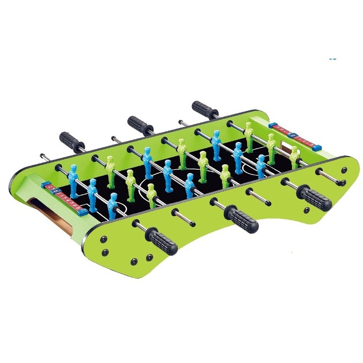 Masa de Fotbal cu Teren, fara Picioare, 6 Manere, Tablou de Scor, 71.3 x 10 x 36 cm, din Lemn/Otel/Metal, Verde