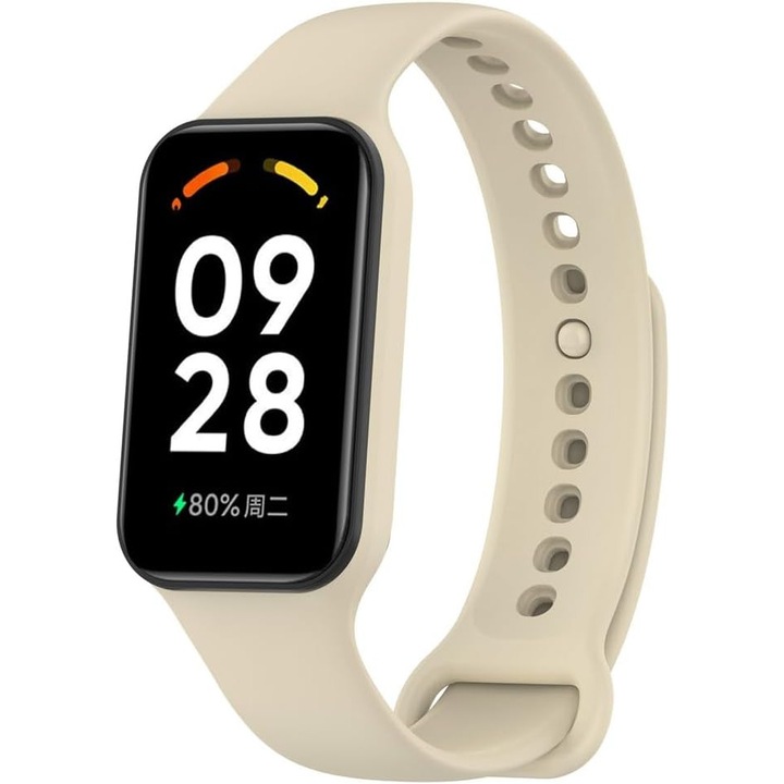 Curea compatibila Xiaomi Mi Band 8 Active, Sarphia Store, silicon, bej