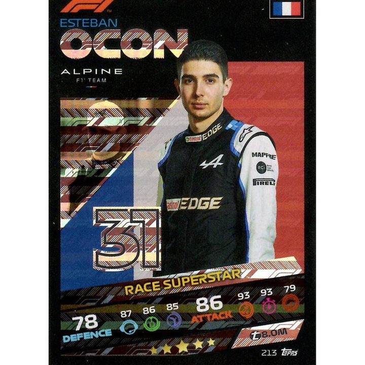 Комплект карти Turbo Attax 2021 213 Esteban Ocon, настолни игри