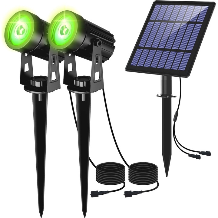 Lampa solara de exterior, 4000mAh, reglabila, verde