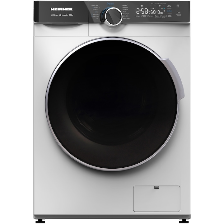 Heinner HWM-M1014IVKA+++ mosógép, 10kg, 1400rpm, Inverter motor, 14 program, A energiaosztály, Fehér