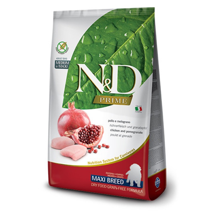 Hrana uscata pentru caini, N&D PRIME DOG CHICKEN&POMEGRANATE, PUPPY MAXI, Pui si rodie, 2,5 kg