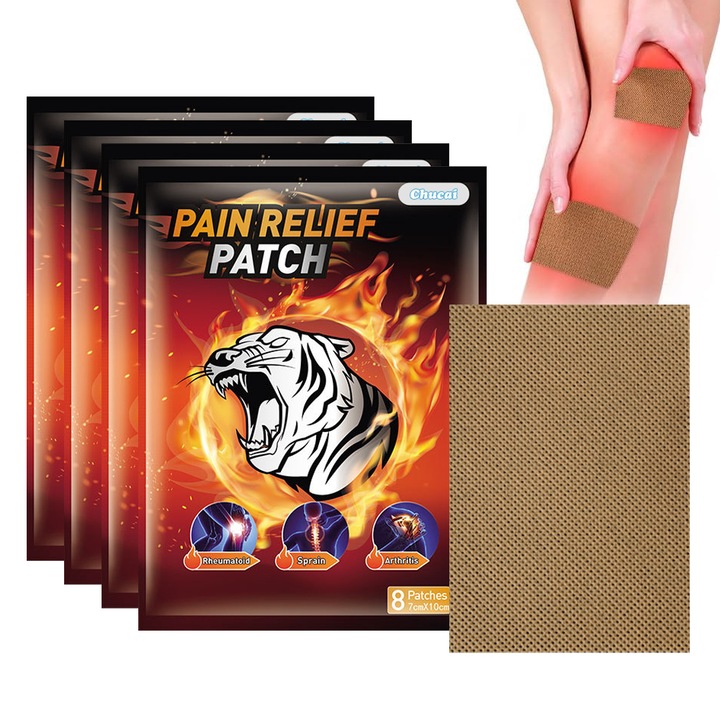 Пластири за облекчаване на болка, комплект от 4 опаковки с 32 пластира, 10x7 см, за врата, раменете, коленете, гърба