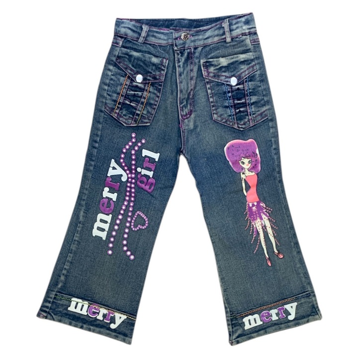 Gyerek farmernadrág lányoknak Chippo 07-28005 F, Mintás, Pamut, 3–4 év, 98–104 cm, Világoskék