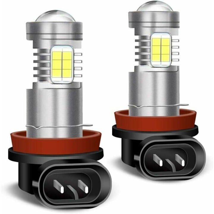 Becuri LED H11, 6000K, 360 iluminare, alb, set 2 buc