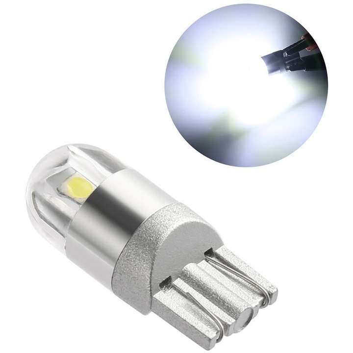 Set 10 Becuri Auto LED T10 3030 3LED Alb 12V 6W