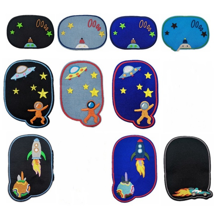 Set 10 bucati patch-uri termoadezive oval astronaut multicolor