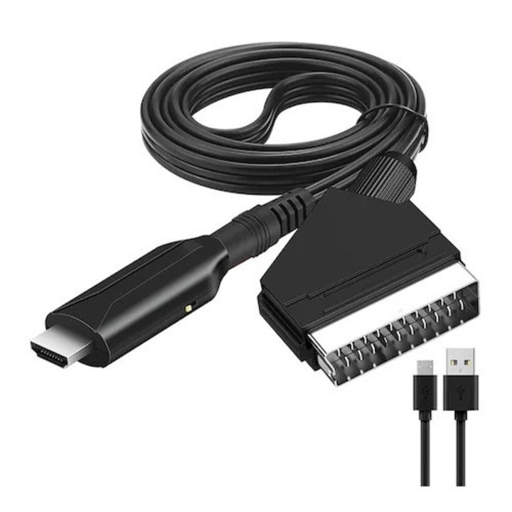 Convertor Scart la HDMI, negru, 1m, 1080p60Hz