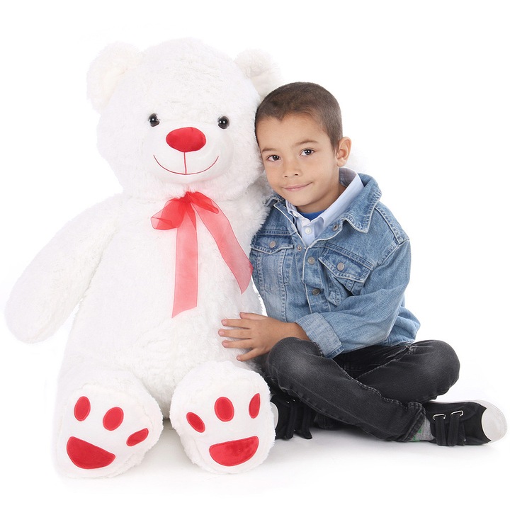 Clopotel - ursulet de plus alb - 100 cm