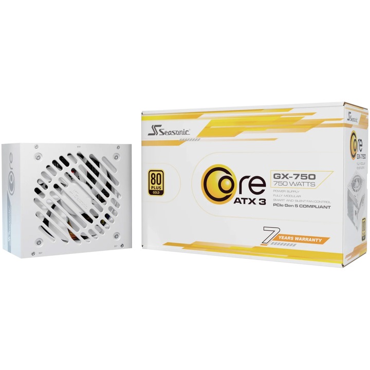 Sursa Seasonic Core GX-750-V2 ATX3.1, PCIe 5.1, 80 Plus Gold, 750W, Full Modulara, Alb