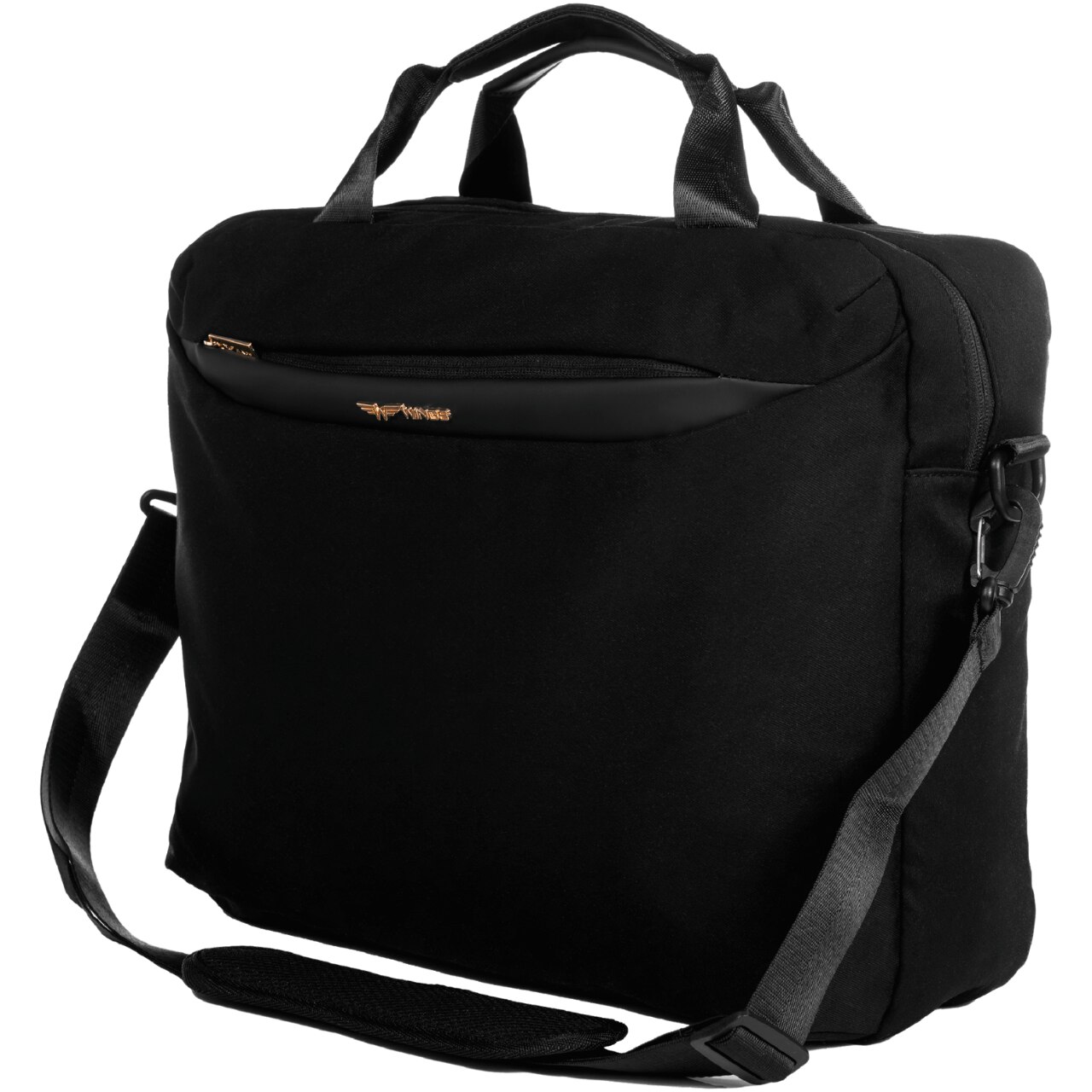 WINGS Geanta laptop, neagru, 15.6", usoara, cu compartimentare securizata, curea reglabila, material cool silk, finisaj eco-piele satinat, 34x41x10 cm 20L