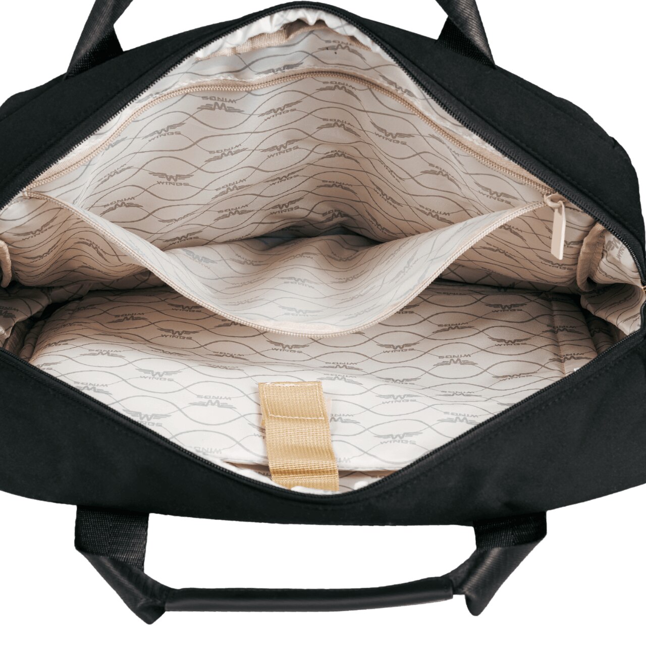 WINGS Geanta laptop, neagru, 15.6", usoara, cu compartimentare securizata, curea reglabila, material cool silk, finisaj eco-piele satinat, 34x41x10 cm 20L