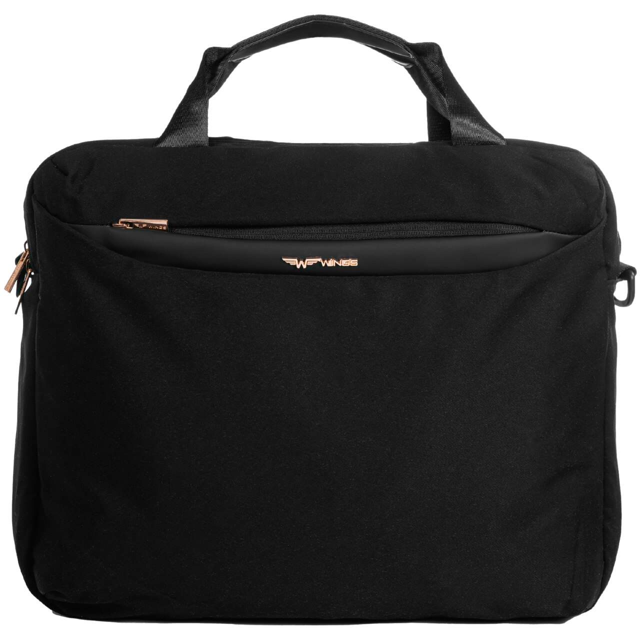 WINGS Geanta laptop, neagru, 15.6", usoara, cu compartimentare securizata, curea reglabila, material cool silk, finisaj eco-piele satinat, 34x41x10 cm 20L