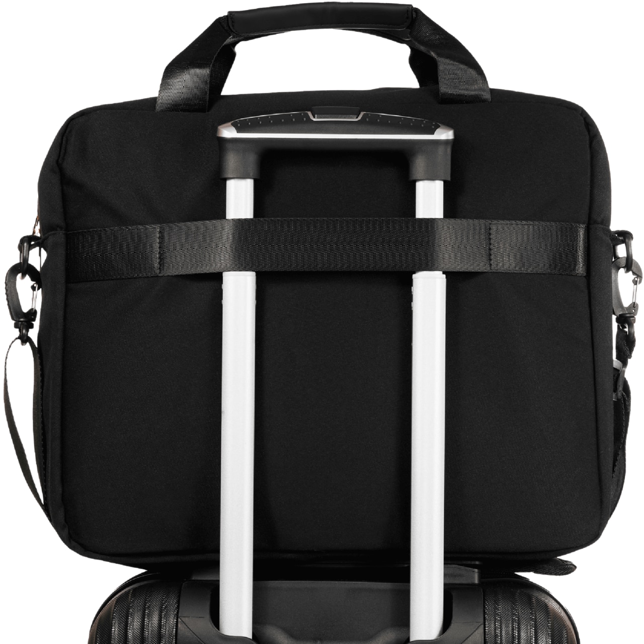 WINGS Geanta laptop, neagru, 15.6", usoara, cu compartimentare securizata, curea reglabila, material cool silk, finisaj eco-piele satinat, 34x41x10 cm 20L