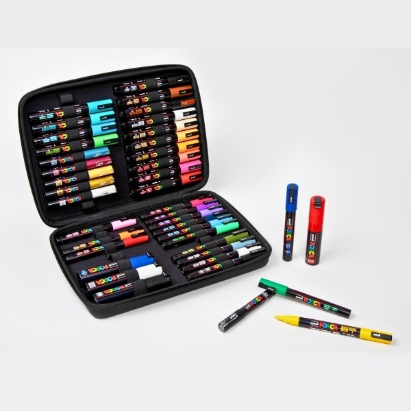 Set 40 Markere UNI Posca Fine Art in Mapa PVC 31x22x5 cm