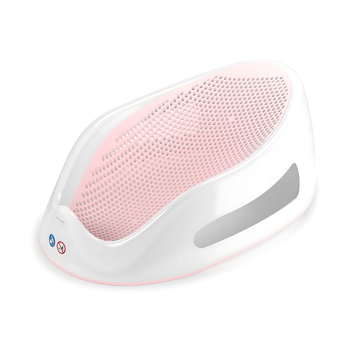 Подложка за вана Promerco® с безопасна и удобна форма, изработена от мек мрежест материал, обработена против мухъл и много лесна за съхранение, за релаксираща и безопасна вана, за бебета до 9 кг, розова