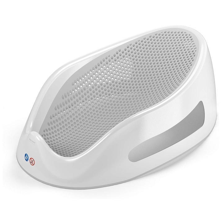 Подложка за вана Promerco® с безопасна и удобна форма, изработена от мек мрежест материал, обработена против мухъл и много лесна за съхранение, за релаксираща и безопасна вана, за бебета до 9 кг, сива