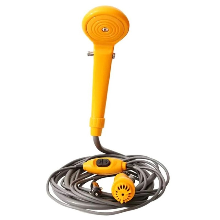 Hordozható autózuhanyzó szett kempingezéshez 12V, búvárszivattyúval, 5M tápkábellel, 5L-es zsákkal