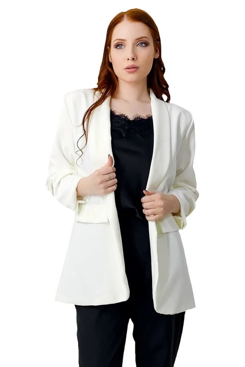 BLUMY lezser kabát, közepes hosszúságú, fedőlapokkal, Fehér