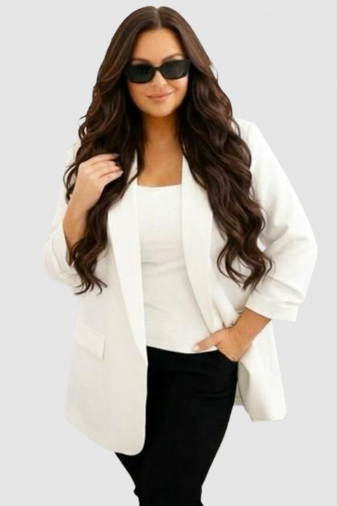 Sacou casual BLUMY, cu lungime medie si clapete, Alb