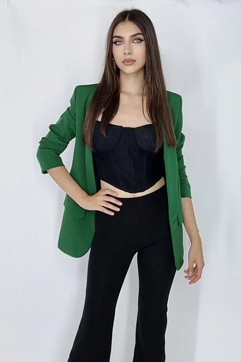 Sacou casual BLUMY, cu lungime medie si clapete, Verde