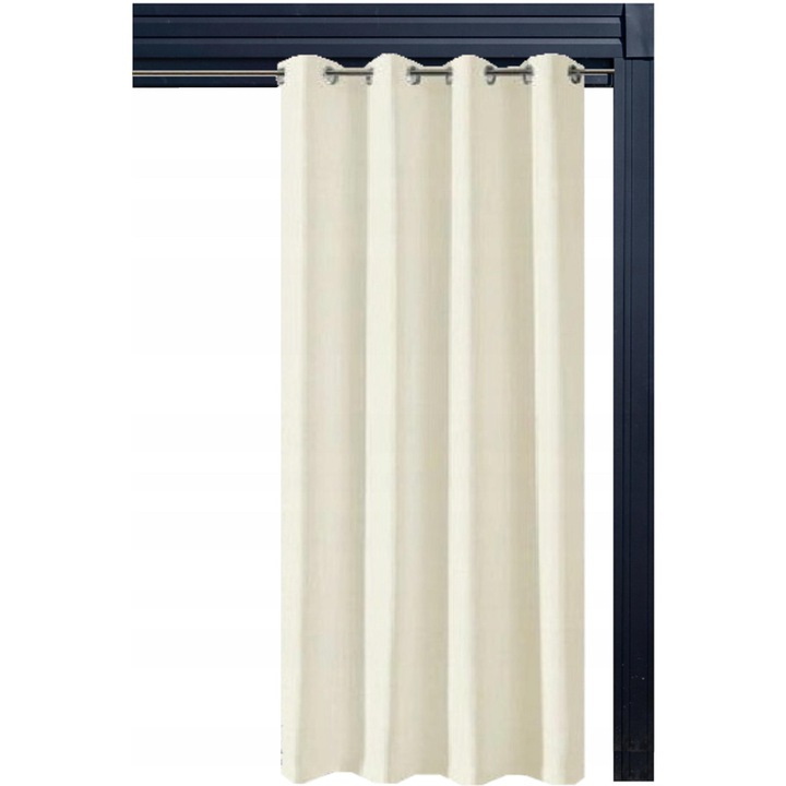 Градинска завеса, NowArt, Водоустойчива, 155x180 см, Полиестер, С непрозрачен слой, С халки, Идеална за беседка, тераса, балкон, пергола, навес, павилион, параван, веранда, Водоустойчива, Лека, Висококачествена, Кремава