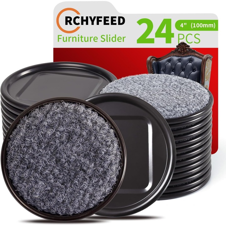 Set 24 suporturi din fetru pentru protectia podelelor, 10 cm