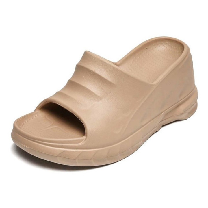 Papuci dama, cu talpa platforma, usor, lulux co518, Kaki，40