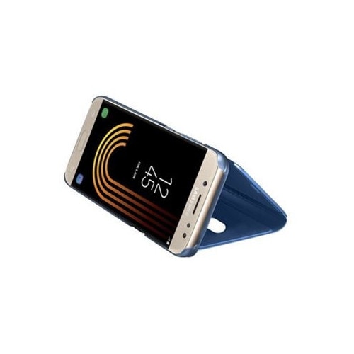 Husa Flip compatibila cu Samsung Galaxy A12, Tip Carte, Oglinda, Albastru