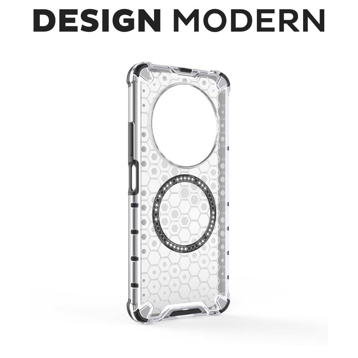 Husa pentru Honor Magic 7 Lite Daden® Honeycomb, MagSafe, Anti-soc, Protectie sporita, Incarcare wireless, Alb Fumuriu