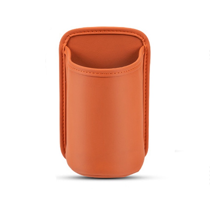 Autós pohártartó, BOMSTOM, PU bőr, sokoldalú, az autó tisztán tartásához, hátsó klipszes kialakítás, narancssárga