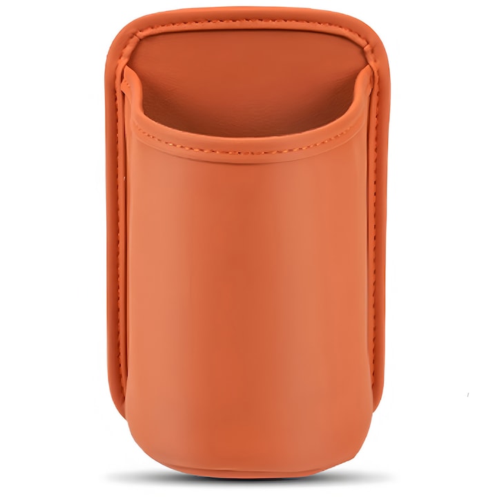 Suport de pahare pentru masina, BOMSTOM, piele PU, versatil, pentru a mentine masina curata, design cu clema spate, portocaliu