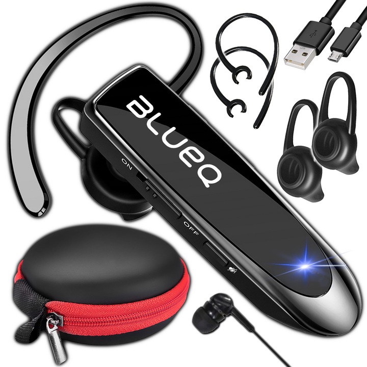 Bluetooth слушалки Renew Force, 24 часа живот на батерията, Свързване с две устройства едновременно, Бързо зареждане, Безжичен обхват до 15 м, Bluetooth 5.0, HD звук, Съвместими с Ios и Android, Универсални, 10g, Черни Power Q20 PRO + SET