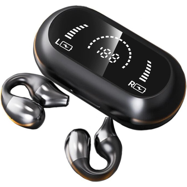 Fülhorgos és nyitott fülű fülhallgató, ideális sporthoz és szabadtéri tevékenységekhez - akár 24 órás akkumulátor-üzemidő, Bluetooth 5.2, LED kijelzős ház