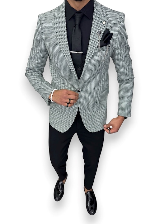 Мъжко яке, slim fit, карирано, 565a, зелено, Зелен