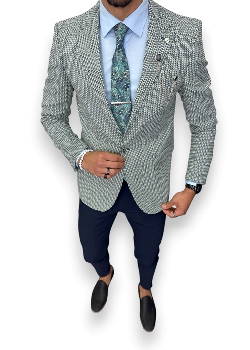 Мъжко карирано яке slim fit, 565, зелено, Зелен