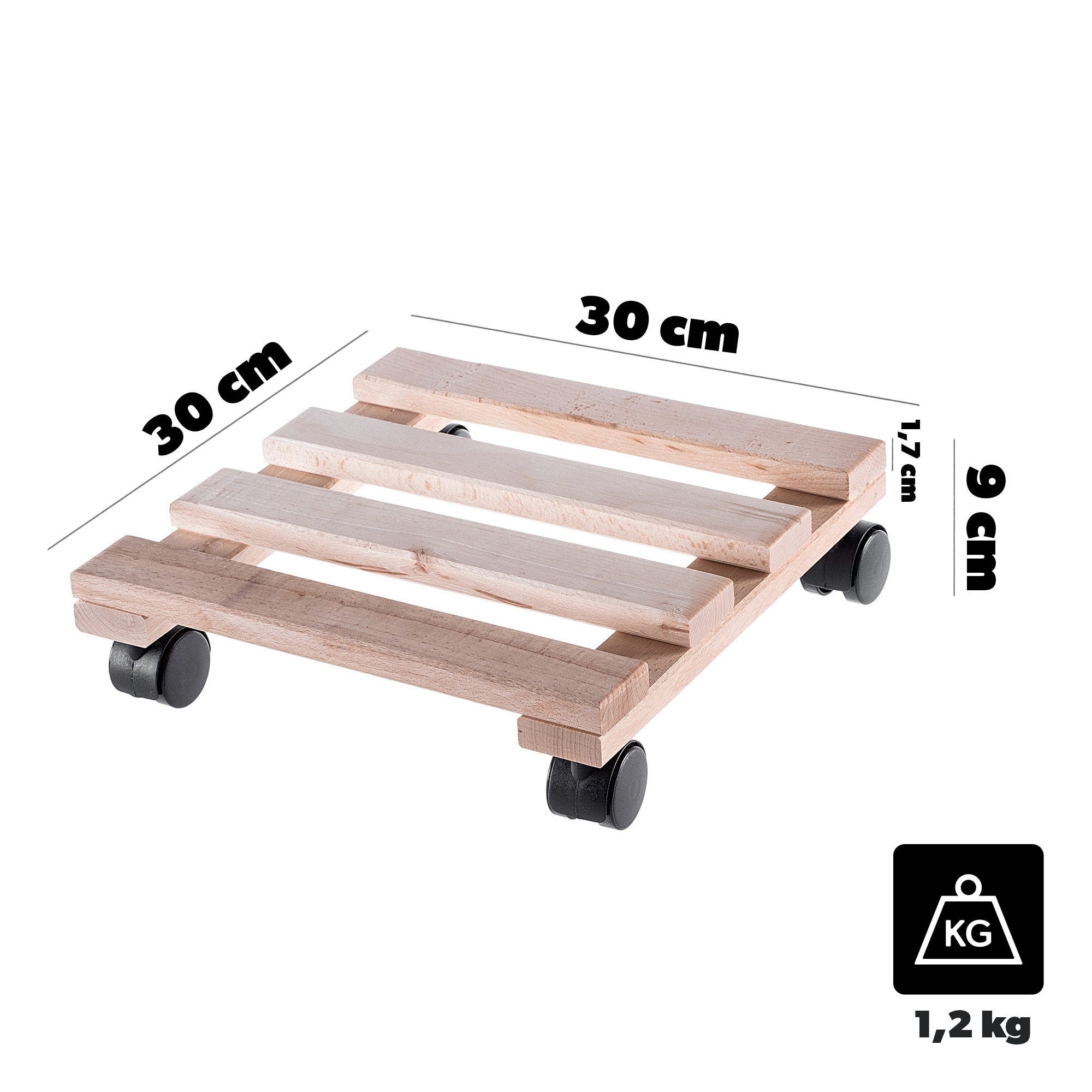 Platforma pe roti pentru ghivece, KADAX, lemn, patrata, mobilitate ...