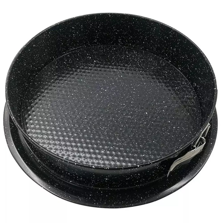 Kinghoff kerek tortatálca, márvány, 28x6,8cm, fekete