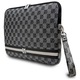 Husa laptop DKNY Checkered Pattern Printed Stripes, neagra, cu curea de mana