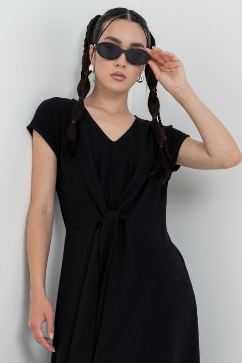 United Colors of Benetton, Rochie maxi cu decolteu in V, Negru, XS