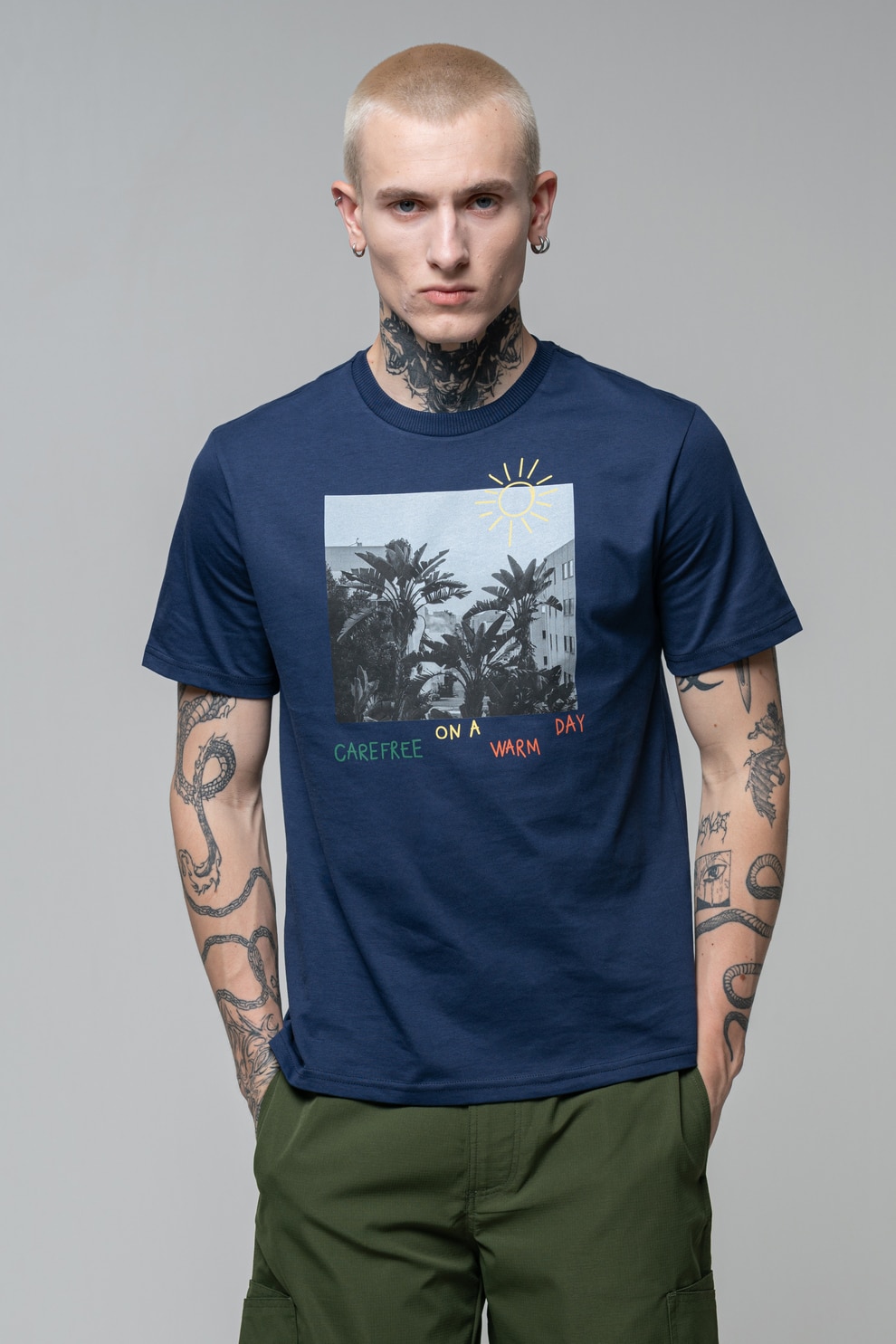 United Colors of Benetton, Tricou cu imprimeu foto, Verde, Galben, Bleumarin, XL