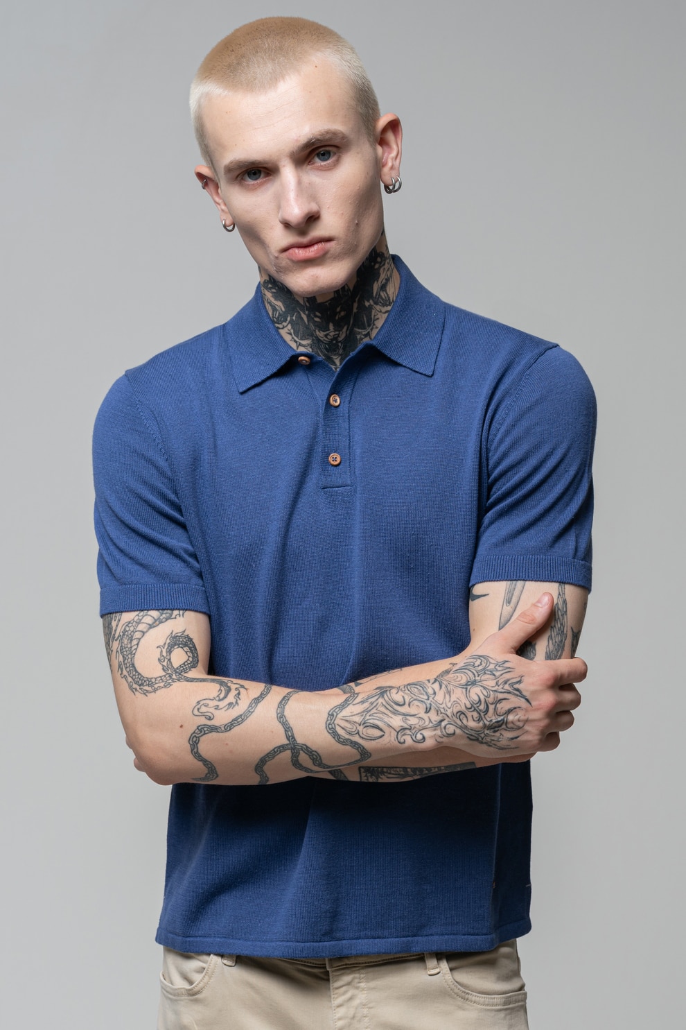 United Colors of Benetton, Tricou polo cu model uni, Indigo, M