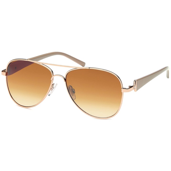 Дамски слънчеви очила Stylebreaker Aviator с градиентни цветни лещи, метална рамка с кристали и лакирани дръжки, UV400 защита, златисто-кафява рамка/градиентни кафяви лещи