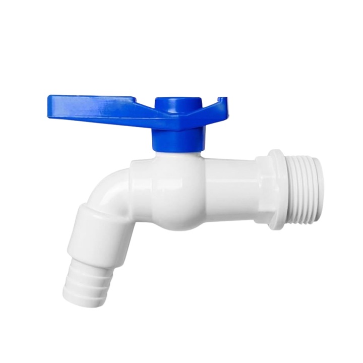 Robinet plastic 3/4 inch, filet exterior, maner albastru, iesire compatibila furtun gradina