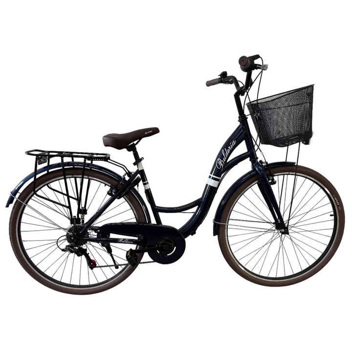 Belderia City Urban gyerekbicikli, sötétkék színű, 28"-os kerékkel, acélvázzal