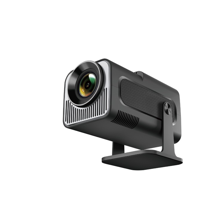 Видео проектор, 4K, преносим, поддръжка на 720P, Wi-Fi 6, автоматична корекция на трапецовидно изкривяване, черен